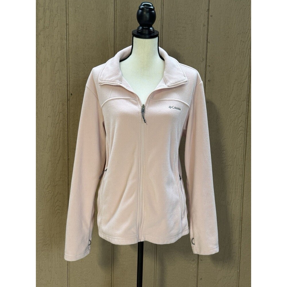Columbia Light Dusty Pink Full Zip Casual Fleece Jacket Womens XL